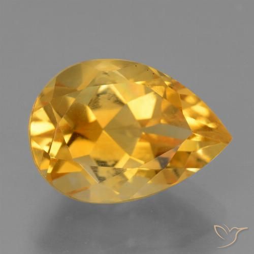 4.01ct طبيعي ذهبى-برتقالى داكن سيترين, شكل الكمثرى, قليلا جدا