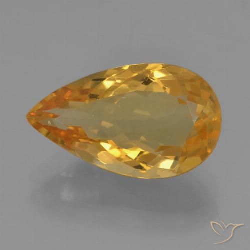 3.51ct طبيعي ذهبى داكن-متوسط سيترين, شكل الكمثرى, VVS-VS