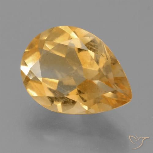 2.99ct طبيعي ذهبى-برتقالى فاتح-متوسط سيترين, شكل الكمثرى, قليلا جدا