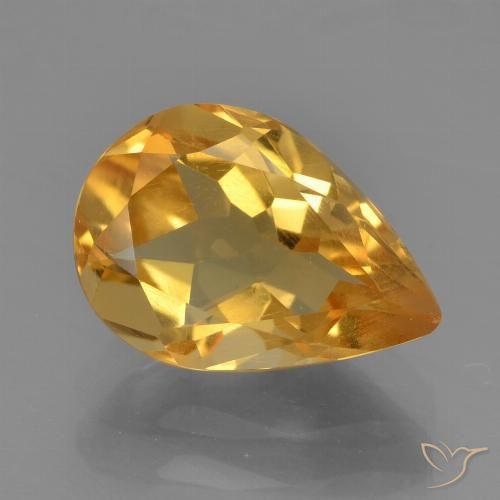 2.17ct طبيعي ذهبى-برتقالى فاتح-متوسط سيترين, شكل الكمثرى, قليلا جدا