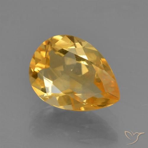 1.49ct طبيعي برتقالى ذهبى غامق سيترين, شكل الكمثرى, قليلا جدا