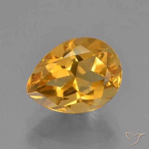 1.84ct طبيعي ذهبى-برتقالى داكن سيترين, شكل الكمثرى, قليلا جدا
