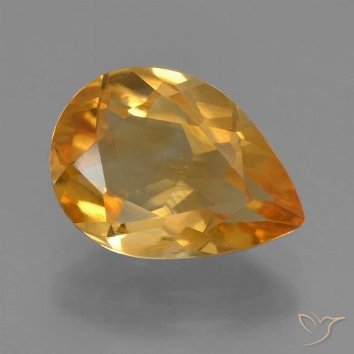 2.07ct طبيعي ذهبى-برتقالى غامق سيترين, شكل الكمثرى, قليلا جدا