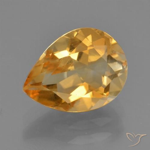 2.32ct طبيعي ذهبى-برتقالى سيترين, شكل الكمثرى, قليلا جدا