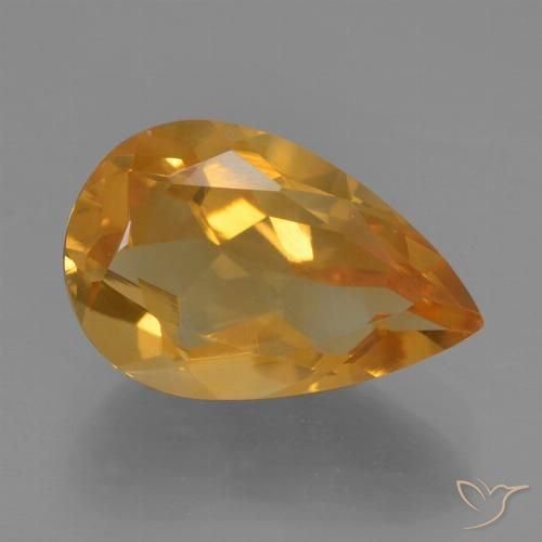2.42ct طبيعي ذهبى-برتقالى غامق سيترين, شكل الكمثرى, قليلا جدا
