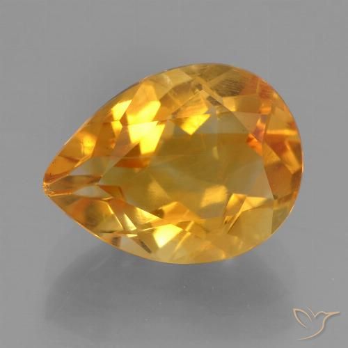 2.63ct طبيعي ذهبى-برتقالى غامق سيترين, شكل الكمثرى, قليلا جدا
