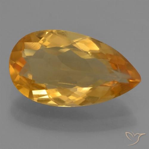 2.36ct طبيعي ذهبى-برتقالى غامق سيترين, شكل الكمثرى, VVS-VS
