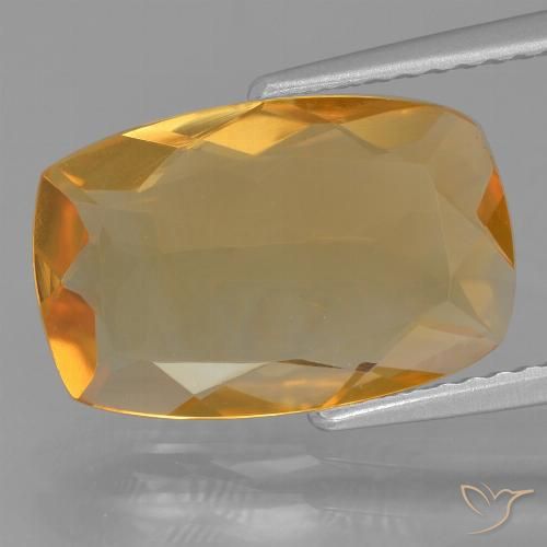 3.55ct طبيعي ذهبى-برتقالى غامق سيترين, وسادة, VVS-VS