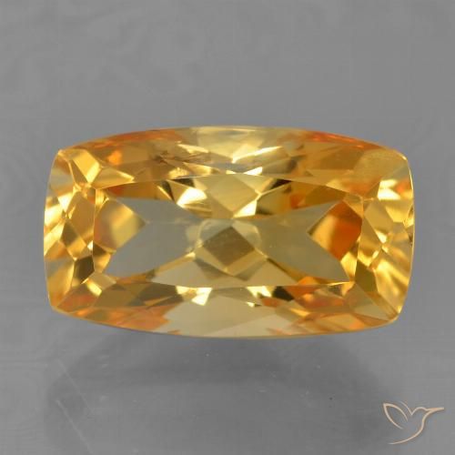 4.24ct طبيعي ذهبى-برتقالى داكن سيترين, وسادة, VVS-VS