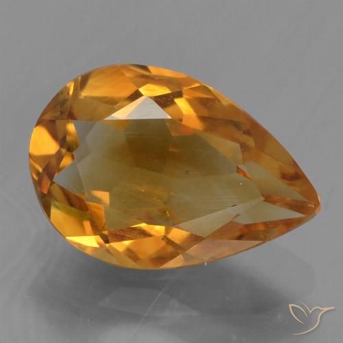 2.06ct طبيعي ذهبى-برتقالى غامق سيترين, شكل الكمثرى, قليلا جدا