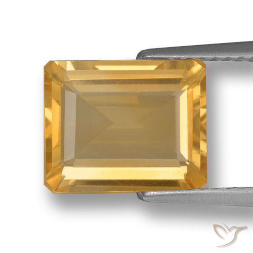 3.20ct طبيعي ذهبى-برتقالى فاتح سيترين, قص الزمرد, VVS-VS