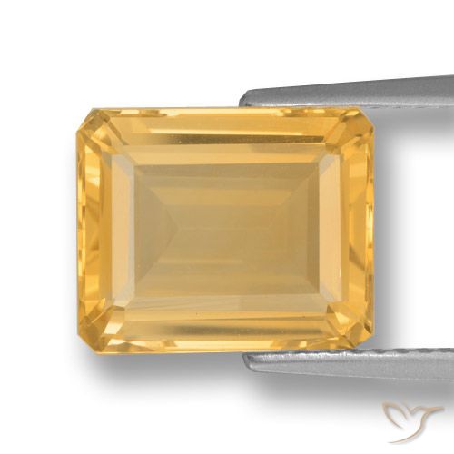 4.43ct طبيعي ذهبى متوسط سيترين, قص الزمرد, VVS