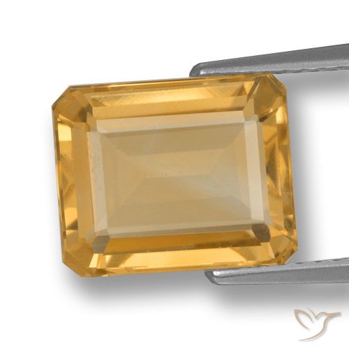 4.27ct طبيعي ذهبى-برتقالى فاتح-متوسط سيترين, قص الزمرد, VVS-VS