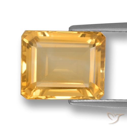 4.45ct طبيعي ذهبى-برتقالى فاتح-متوسط سيترين, قص الزمرد, VVS-VS