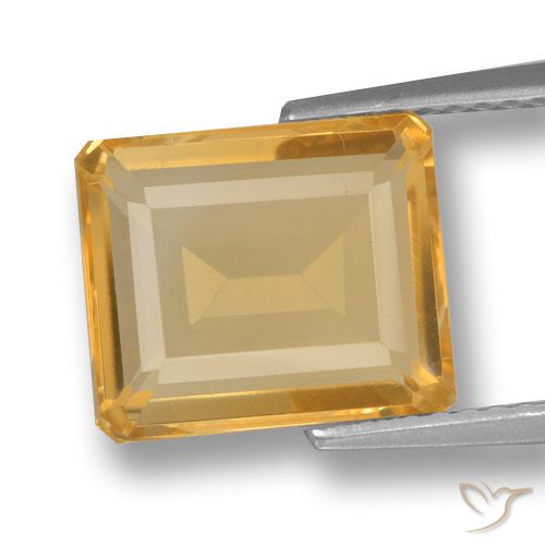 3.84ct طبيعي ذهبى-برتقالى سيترين, قص الزمرد, VVS-VS