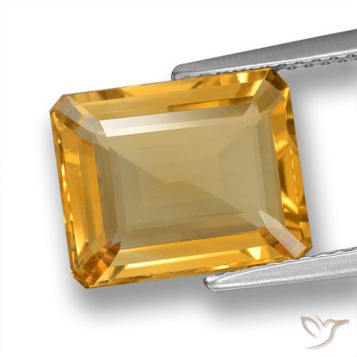4.84ct طبيعي ذهبى-برتقالى فاتح-متوسط سيترين, قص الزمرد, VVS-VS