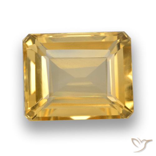 4.41ct طبيعي ذهبى-برتقالى سيترين, قص الزمرد, VVS