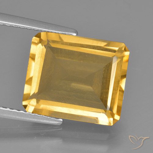 5.28ct طبيعي برتقالى ذهبة سيترين, قص الزمرد, قليلا جدا