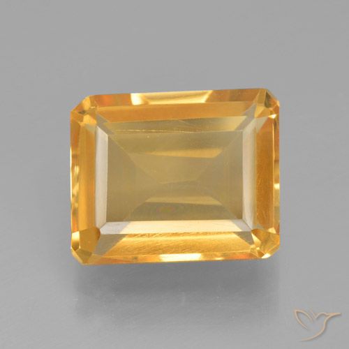 4.53ct طبيعي ذهبى-برتقالى سيترين, قص الزمرد, قليلا جدا