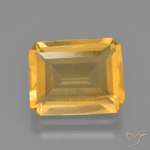3.51ct طبيعي برتقالى ذهبى غامق سيترين, قص الزمرد, قليلا جدا