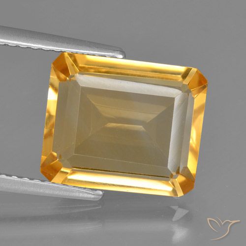 4.56ct طبيعي ذهبى-برتقالى سيترين, قص الزمرد, VVS-VS