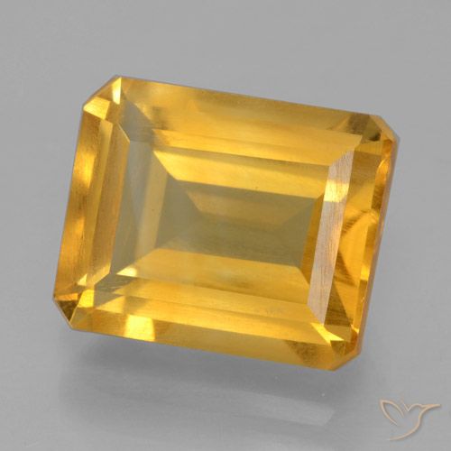 4.54ct طبيعي ذهبى داكن سيترين, قص الزمرد, قليلا جدا