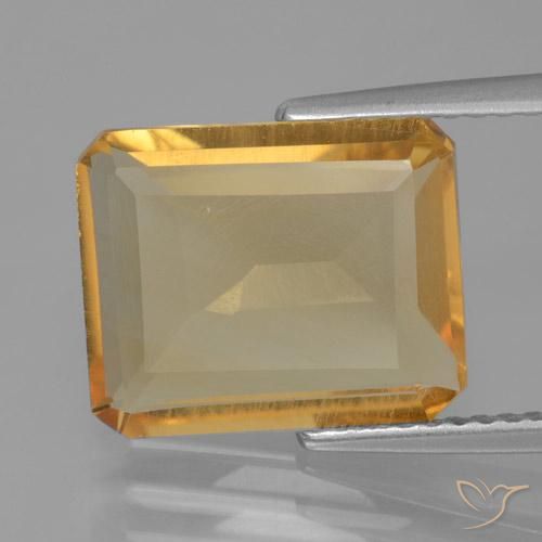 4.23ct طبيعي ذهبى-برتقالى فاتح-متوسط سيترين, قص الزمرد, قليلا جدا