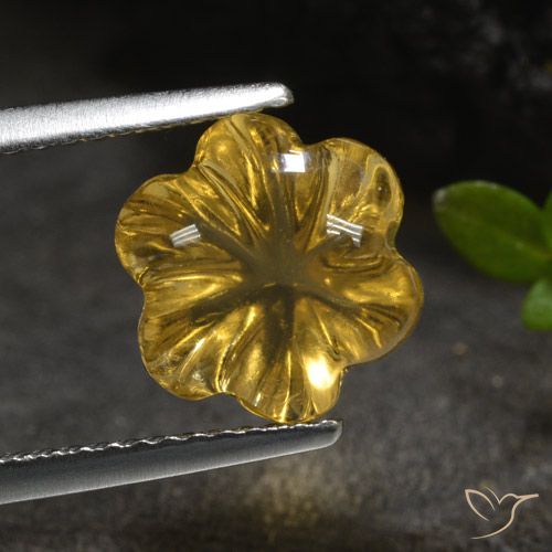 3.20ct طبيعي برتقالى-ذهبى سيترين, قص وردة, شفاف