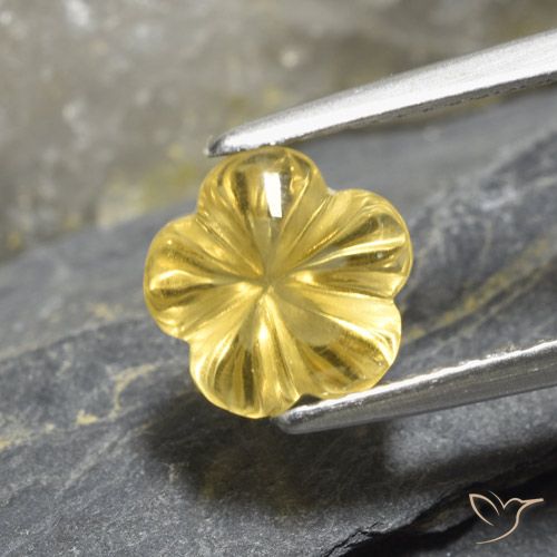 2.19ct طبيعي أصفر-ذهبى فاتح سيترين, قص وردة, شفاف