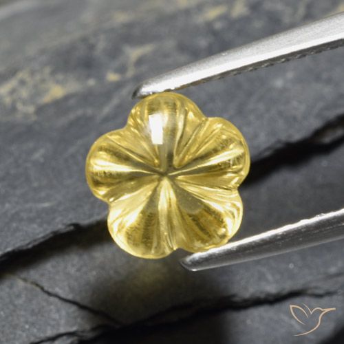 2.11ct طبيعي أصفر-ذهبى فاتح سيترين, قص وردة, شفاف