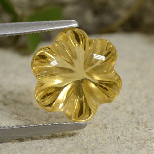3.48ct طبيعي أصفر غامق سيترين, قص وردة, شفاف