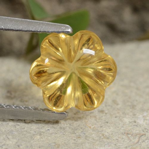 1.76ct طبيعي أصفر غامق سيترين, قص وردة, شفاف