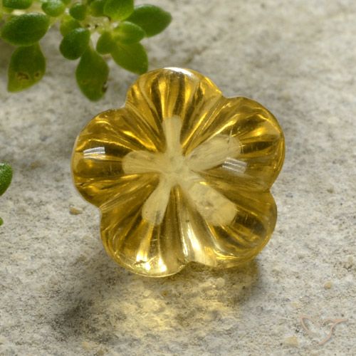 2.18ct طبيعي أصفر غامق سيترين, قص وردة, شفاف