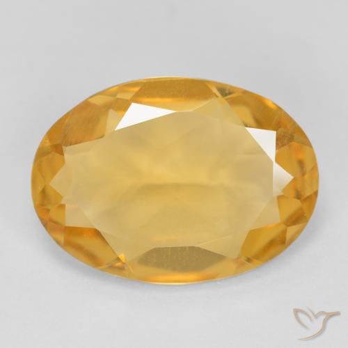 4.04ct طبيعي ذهبى-برتقالى فاتح-متوسط سيترين, بيضوي, VVS-VS
