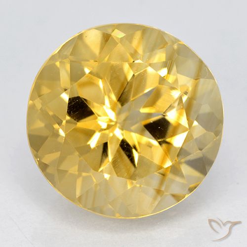 6.16ct طبيعي ذهبى متوسط سيترين, دائري, VVS
