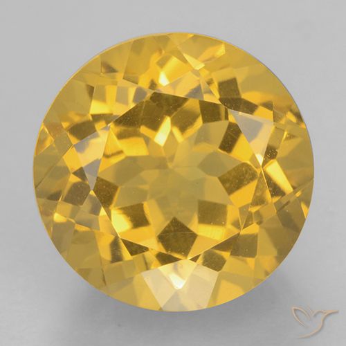 6.39ct طبيعي ذهبى متوسط سيترين, دائري, VVS