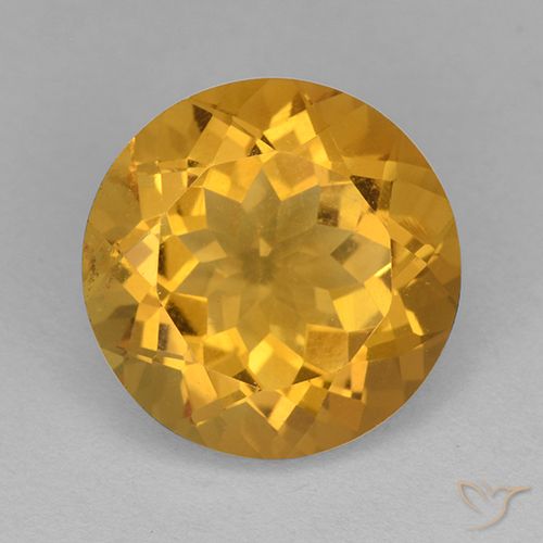 6.21ct طبيعي برتقالى ذهبى غامق سيترين, دائري, VVS