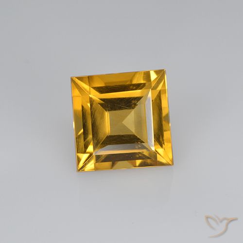 2.60ct طبيعي برتقالى ذهبى غامق سيترين, مربع, VVS