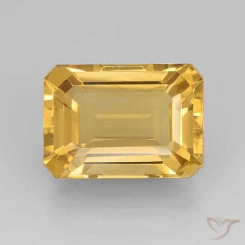 7.37ct طبيعي ذهبى لامع سيترين, قص الزمرد, VVS
