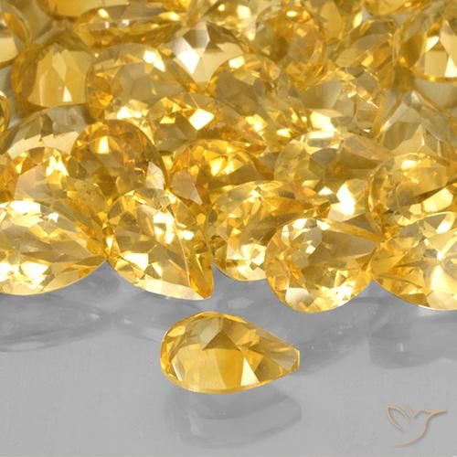 سيترين ذهبى متوسط طبيعي، شكل الكمثرى، 0.64 قيراط، VVS-VS