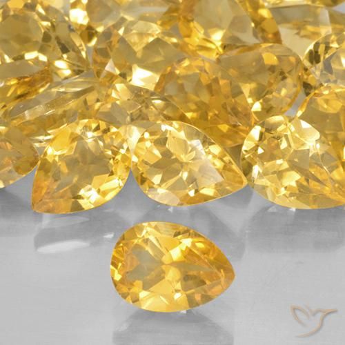 0.66ct طبيعي ذهبى متوسط سيترين, شكل الكمثرى, VVS-VS