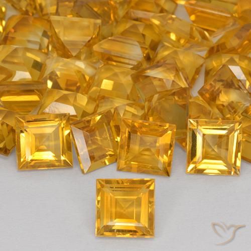 1.57ct طبيعي ذهبى-برتقالى سيترين, مربع, VVS-VS