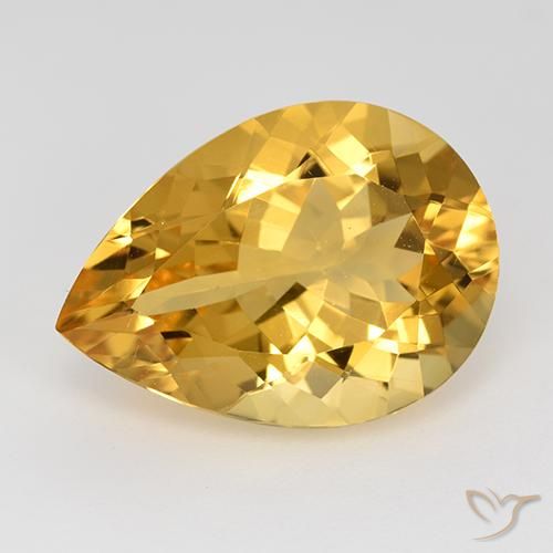 9.66ct طبيعي ذهبى متوسط سيترين, شكل الكمثرى, VVS-VS