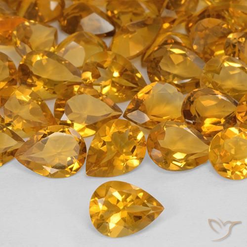 0.93ct طبيعي برتقالى متوسط سيترين, شكل الكمثرى, VVS-VS