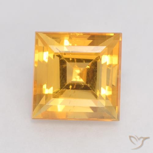 3.68ct طبيعي ذهبى لامع سيترين, مربع, قليلا جدا