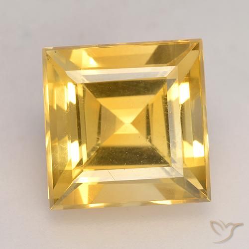 3.71ct طبيعي ذهبى لامع سيترين, مربع, قليلا جدا