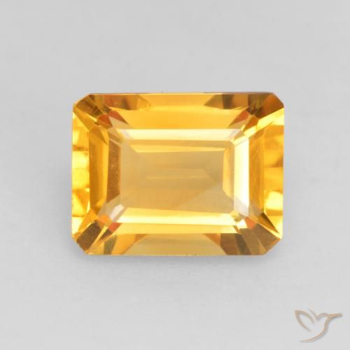 1.55ct طبيعي ذهبى لامع سيترين, قص الزمرد, VVS-VS