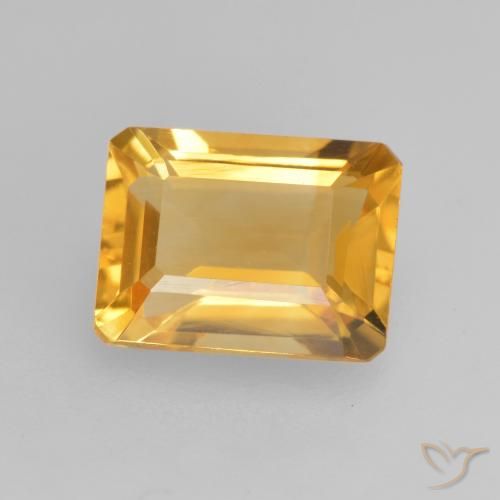 1.56ct طبيعي ذهبى لامع سيترين, قص الزمرد, VVS-VS