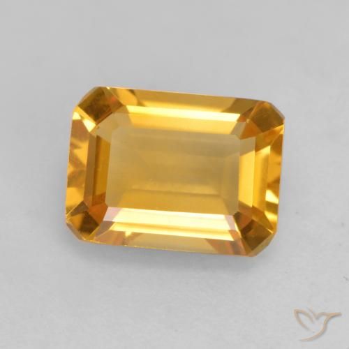 1.52ct طبيعي برتقالى ذهبى غامق سيترين, قص الزمرد, VVS-VS