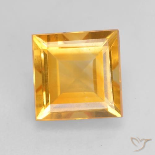 1.81ct طبيعي برتقالى ذهبى غامق سيترين, مربع, قليلا جدا